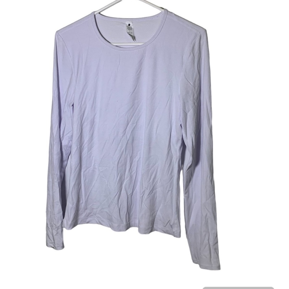 Yogalicious Large White Heavenly Rib Kathleen Full Length‎ Long Sleeve Top